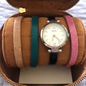 Fossil watch set in case